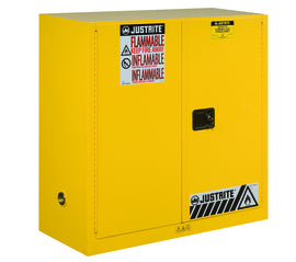 Justrite® 30 Gallon Yellow Sure-Grip® EX 18 Gauge Cold Rolled Steel Safety Cabinet