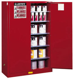 Justrite® 60 Gallon Red Sure-Grip® EX 18 Gauge Cold Rolled Steel Safety Cabinet