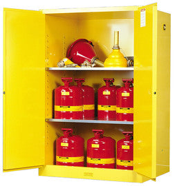 Justrite® 90 Gallon Yellow Sure-Grip® EX 18 Gauge Cold Rolled Steel Safety Cabinet