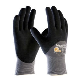 Protective Industrial Products X-Small MaxiFlex® Ultimate by ATG® 15 Gauge Black Nitrile Palm, Finger And Knuckles Coated Work Gloves With Gray Nylon And Elastane Liner And Continuous Knit Wrist