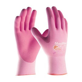 Protective Industrial Products MaxiFlex® Active By ATG® 15 Gauge Pink Nitrile Palm And Finger Coated Work Gloves With Pink Lycra® And Elastane Liner And Continuous Knit Wrist