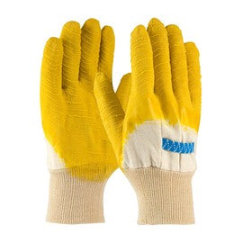 Protective Industrial Products One Size Fits Most Armor® Yellow Crinkle Latex Palm, Finger, And Knuckles Coated Work Gloves With Cotton Liner And Knit Wrist