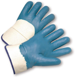 Protective Industrial Products Large Heavy Weight Nitrile Finger And Knuckles And Palm Coated Work Gloves With Jersey Liner And Safety Cuff