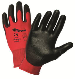 Protective Industrial Products Small Zone Defense® 15 Gauge Polyurethane Palm And Finger Coated Work Gloves With Nylon Liner And Rib Knit Cuff