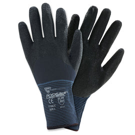 Protective Industrial Products G-Tek® PosiGrip® 15 Gauge Black Crinkle Latex Palm, Finger, And Knuckles Coated Work Gloves With Nylon Liner And Knit Wrist