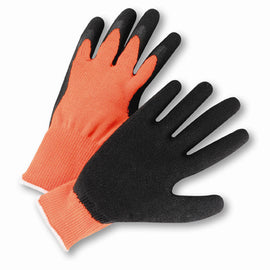 Protective Industrial Products G-Tek® PosiGrip® 10 Gauge Black Crinkle Latex Palm And Finger Coated Work Gloves With Polyester Liner And Knit Wrist