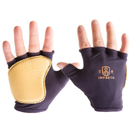IMPACTO® Large Yellow And Gray Grain Leather/VEP/Nylon Fingerless Impact Resistant Gloves With Slip-On Cuff