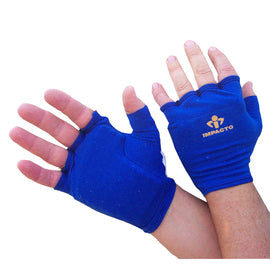 IMPACTO® Blue Air Glove® Polycotton/Nylon/Air bladder Fingerless Anti-Vibration Gloves With Slip-On Cuff