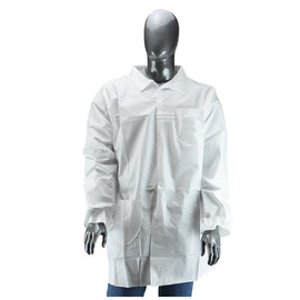 Radnor White Spunbond Polypropylene Disposable Labcoat - Case