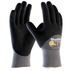 Protective Industrial Products Medium MaxiFlex® Ultimate by ATG® 15 Gauge Black Nitrile Palm, Finger And Knuckles Coated Work Gloves With Gray Nylon And Elastane Liner And Continuous Knit Wrist