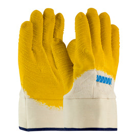 Protective Industrial Products One Size Fits Most Armor® Yellow Crinkle Latex Palm, Finger, And Knuckles Coated Work Gloves With Cotton Liner And Safety Cuff