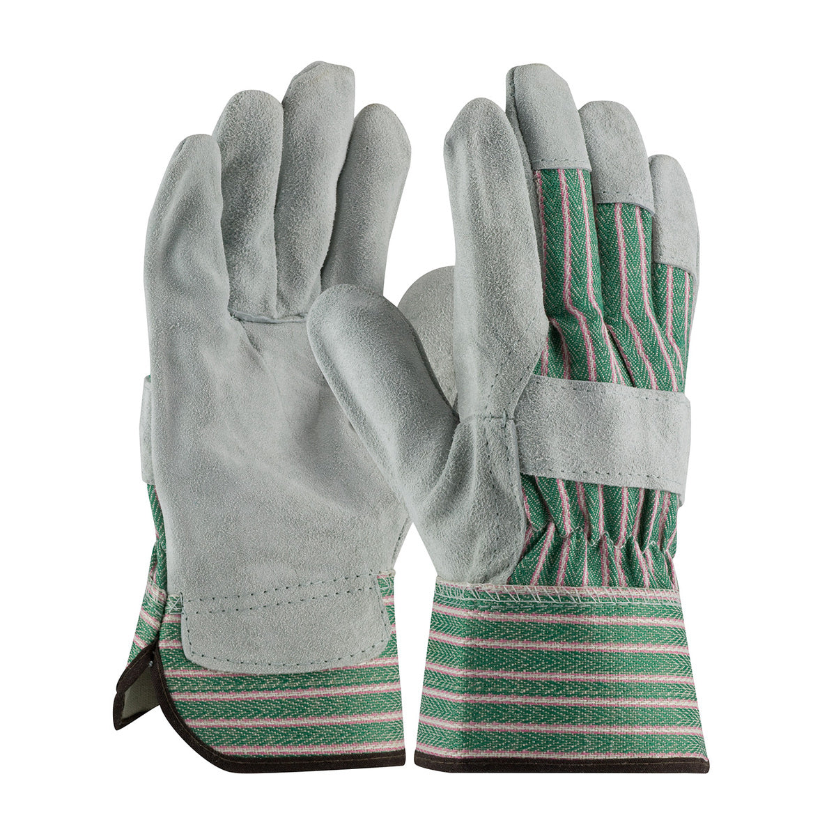 Protective Industrial Products X-Small Green Shoulder Split Leather Palm Gloves With Canvas Back And Rubberized Safety Cuff