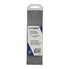 RADNOR™ Ceriated Tungsten Electrode Ground (10 Per Package)