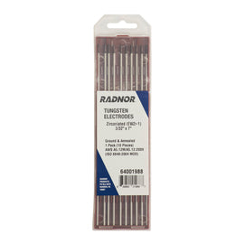 RADNOR™ 7" Zirconiated Tungsten Electrode Ground (10 Per Package)