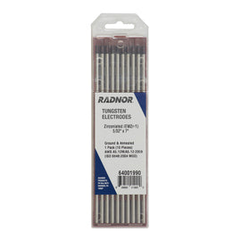 RADNOR™ 5/32" X 7" Zirconiated Tungsten Electrode Ground (10 Per Package)