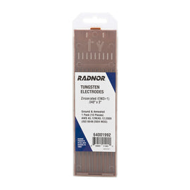 RADNOR™ 4/100" X 7" Zirconiated Tungsten Electrode Ground (10 Per Package)