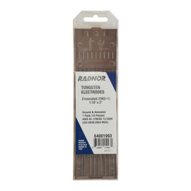 RADNOR™ 1/16" X 3" Zirconiated Tungsten Electrode Ground (10 Per Package)