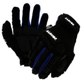 RADNOR™ Black And Blue TrekDry® And Synthetic Leather Full Finger Mechanics Gloves With Hook And Loop Cuff