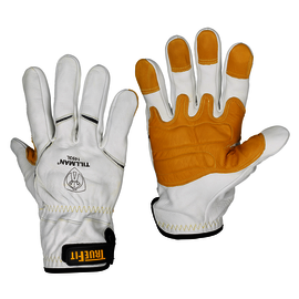 Tillman™ White And Gold TrueFit™ Goatskin And DuPont™ Kevlar® Full Finger Mechanics Gloves With Elastic And Hook And Loop Cuff