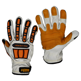 Tillman™ Black, White And Orange TrueFit™ Goatskin Full Finger Mechanics Gloves With Elastic And Hook And Loop Cuff