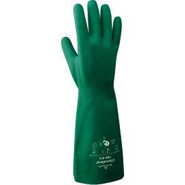 SHOWA® Green Cotton Flock Lined 15 mil Nitrile Chemical Resistant Gloves