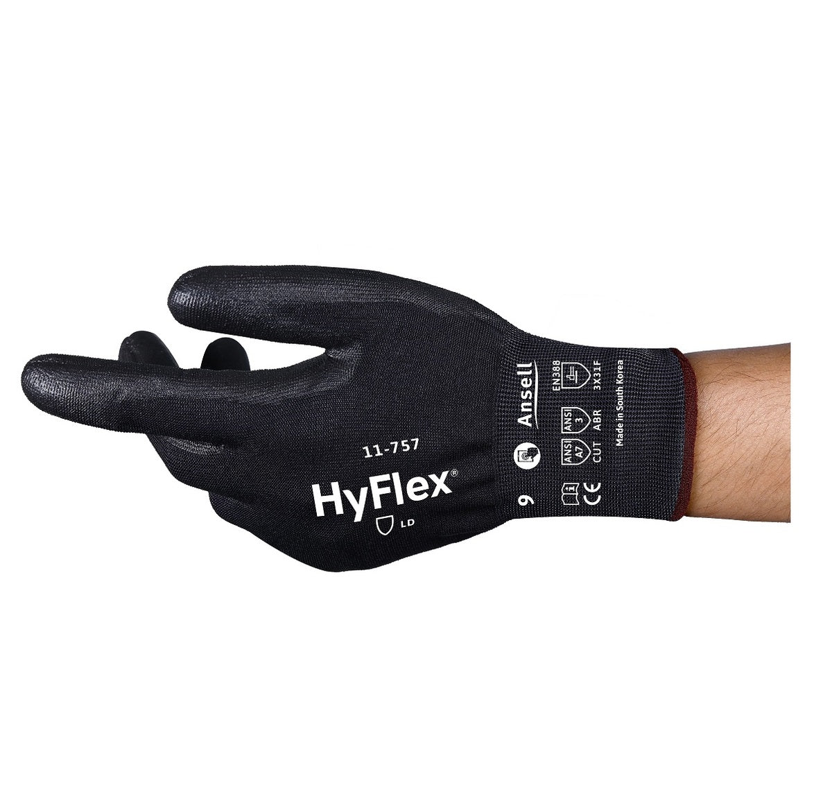 Ansell HyFlex® Polyurethane, Nylon, Stainless Steel, Polyester And Tungsten Cut Resistant Gloves With Polyurethane Coating