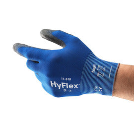 Ansell HyFlex® 11-618 18 Gauge Polyurethane Palm Coated Work Gloves With Nylon Liner And Knit Wrist
