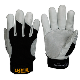 Tillman® Black And Pearl TrueFit® Goatskin And Spandex Full Finger Mechanics Gloves With Elastic And Hook & Loop Cuff