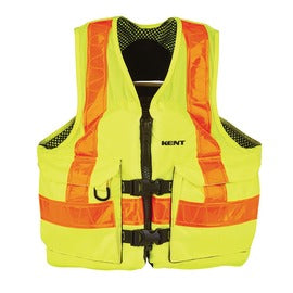 KENT Hi-Viz Yellow Nylon Hi-Viz ANSI Mesh Vest And Hand Warmer Pockets-eSafety Supplies, Inc