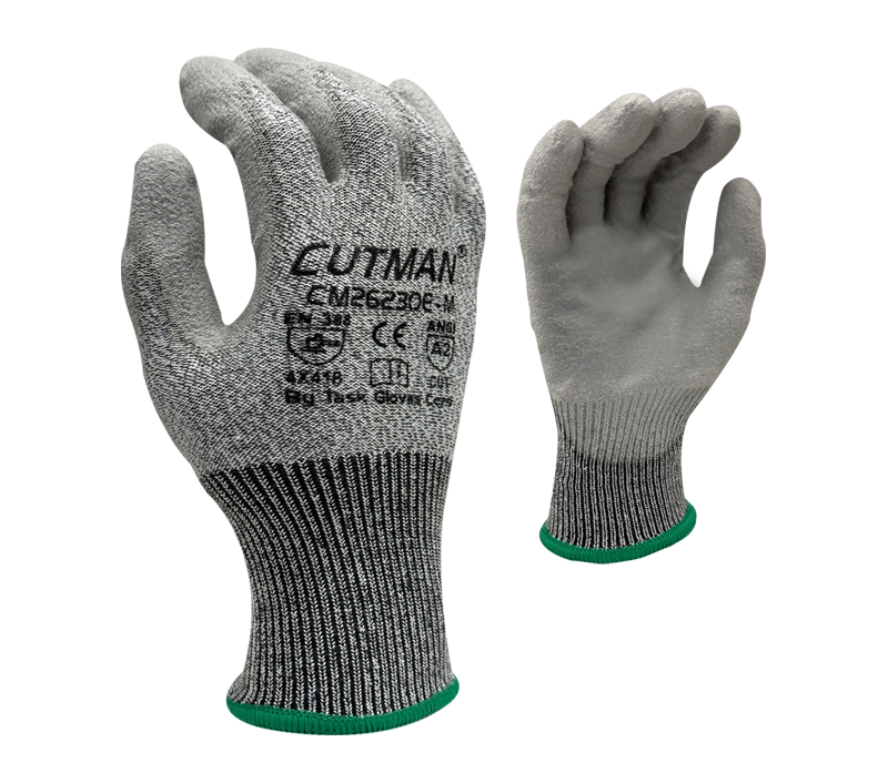 Task Gloves - CUTMAN® - 13 Gauge Gray HDPE shell, Gray Polyurethane palm coated, ANSI Cut A2 - Dozen