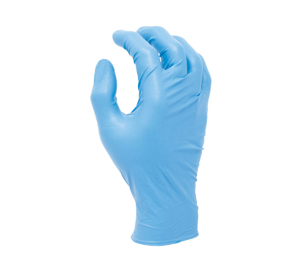 8 mil Blue Nitrile Disposable, 9 1/2" length, Powder-Free, textured finish, 50 gloves per dispenser