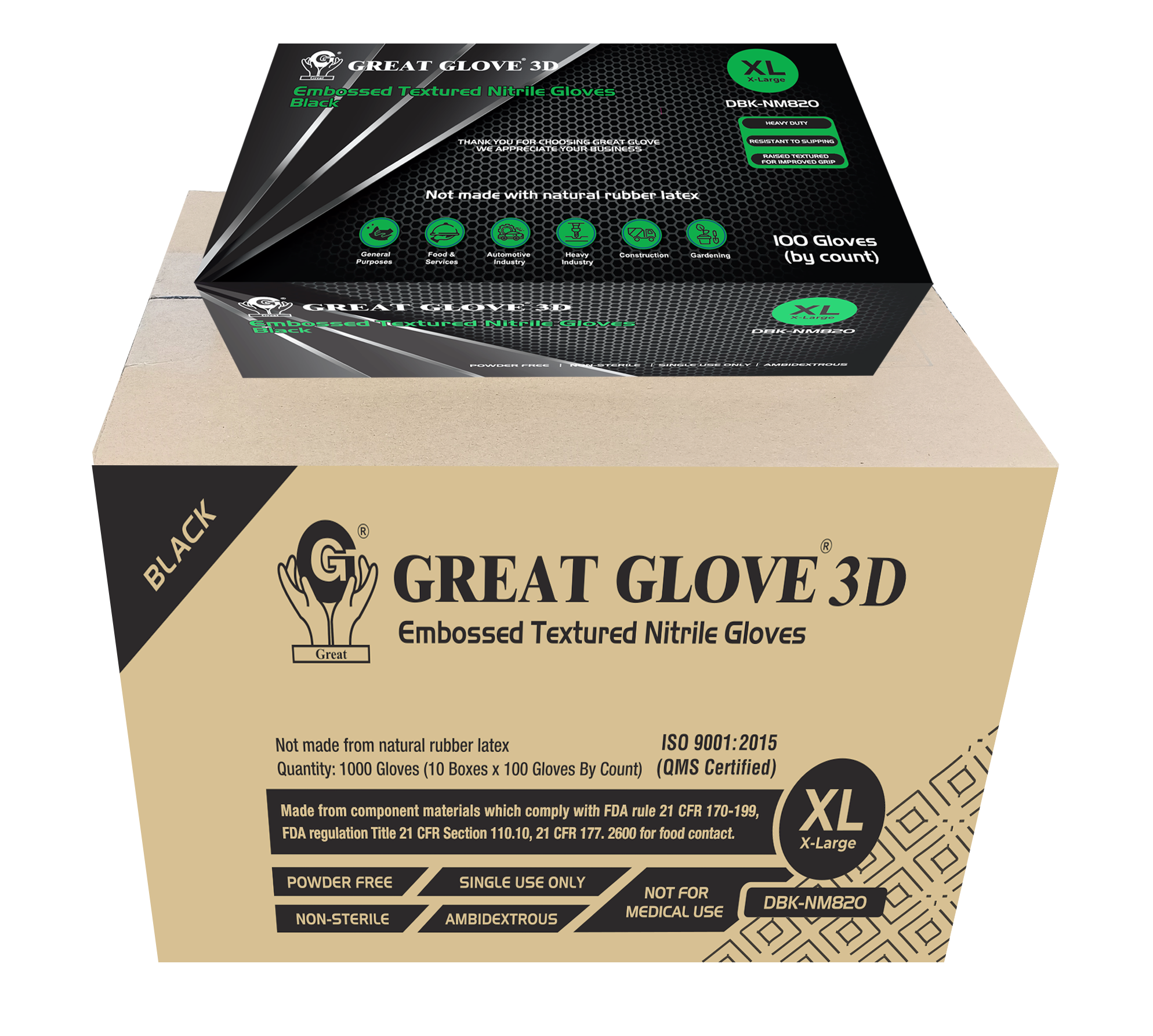 GREAT GLOVE - 3D EMBOSSED TEXTURED NITRILE 8 MIL