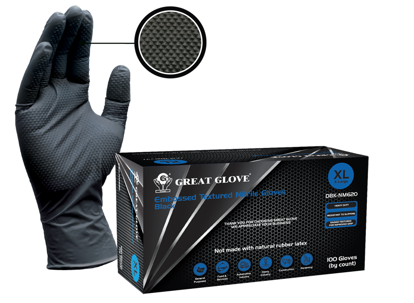 GREAT GLOVE - 3D EMBOSSED TEXTURED NITRILE - 6 MIL
