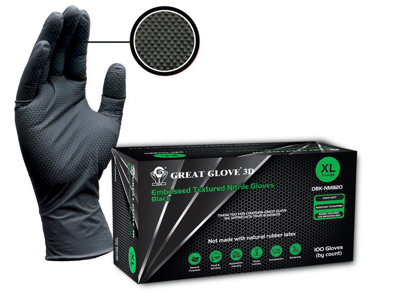 GREAT GLOVE - 3D EMBOSSED TEXTURED NITRILE 8 MIL