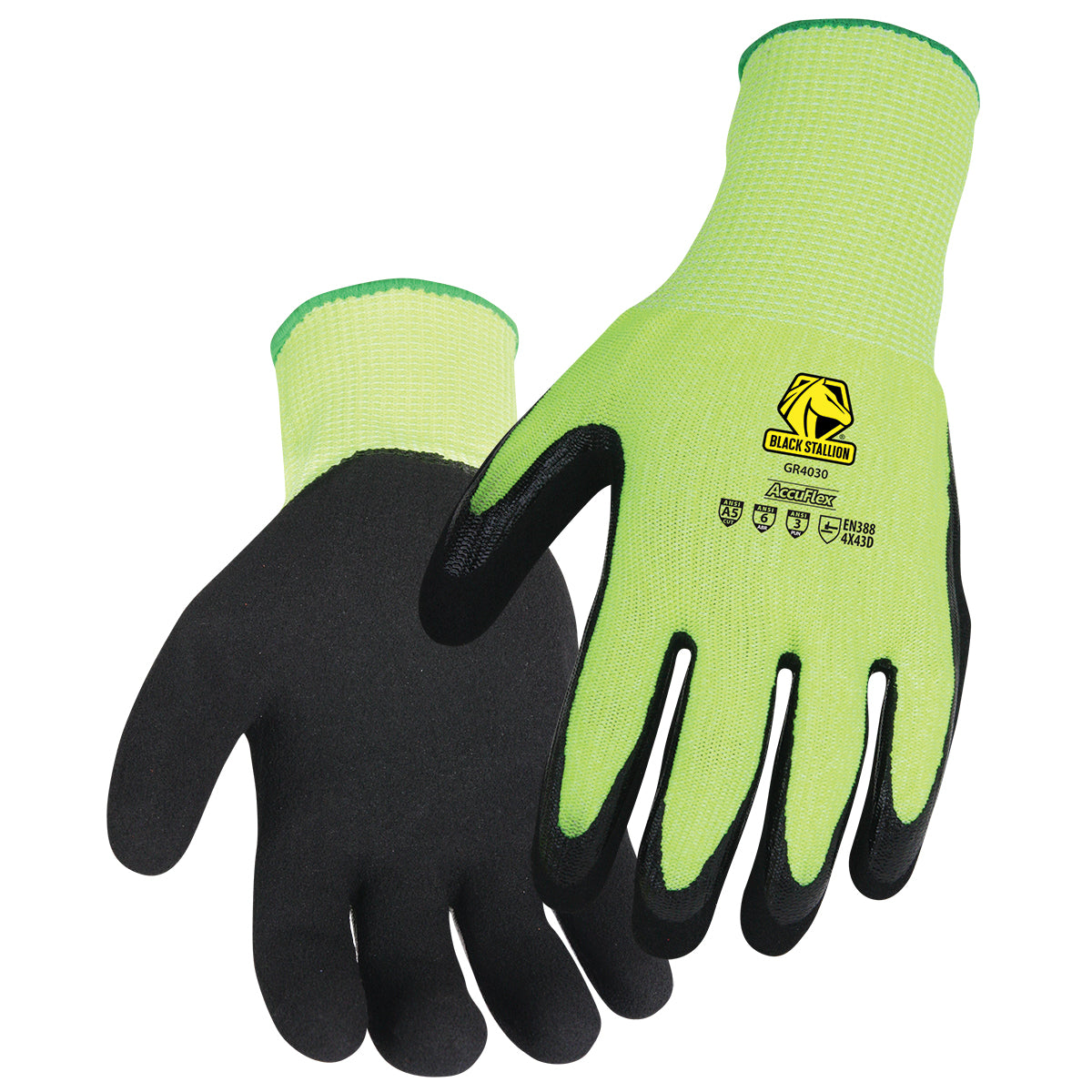 Black Stallion A5 Cut Resistant Sandy Nitrile Coated Hi-Vis Hppe Blend Glove - GR4030-HB