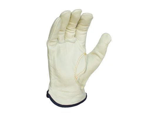 Task Gloves (IB3006) Premium Grain Cowhide Leather Driver, Unlined, Shirred Elastic back, Keystone Thumb - Dozen