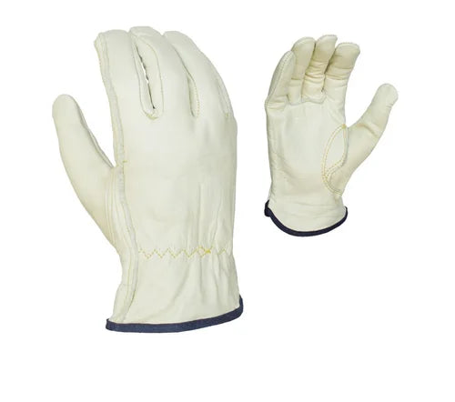 Task Gloves (IB3006) Premium Grain Cowhide Leather Driver, Unlined, Shirred Elastic back, Keystone Thumb - Dozen