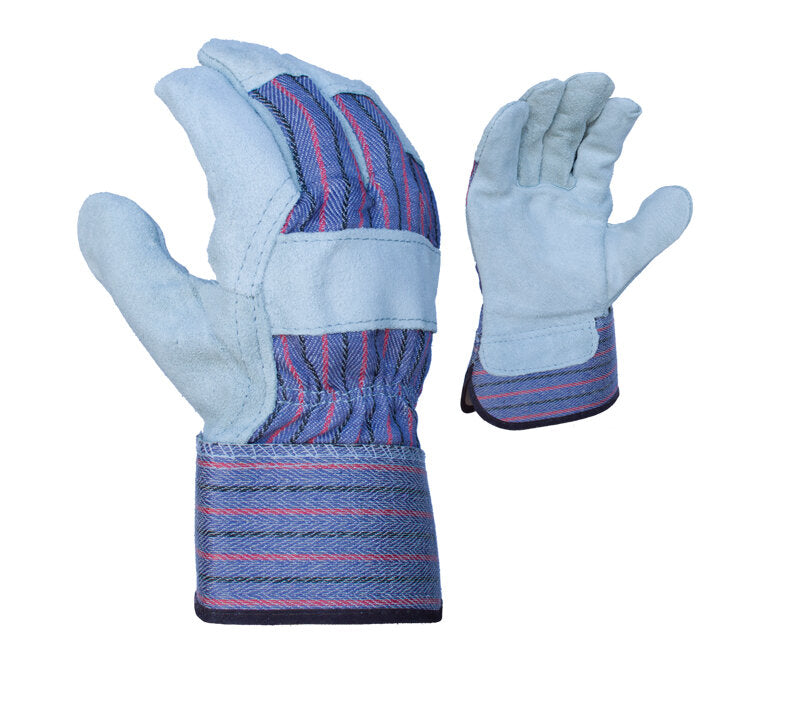 Task Gloves Split Cowhide Leather Palm Work Gloves with Rubberized Safety Cuff - Dozen