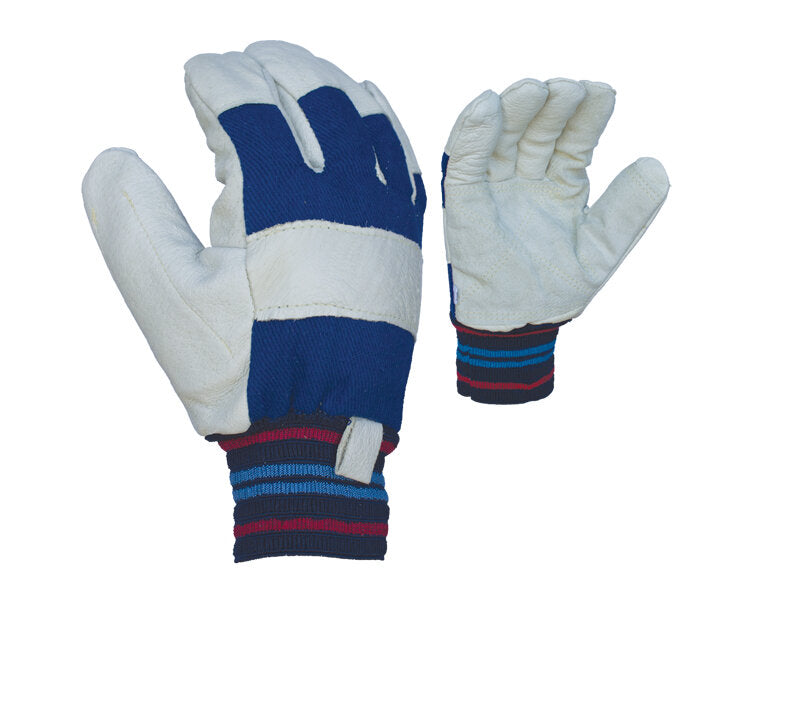 Task Gloves Double Grain Pigskin Palm, Knit Wrist Cuff Gloves(Anti-Impact Back) - Dozen