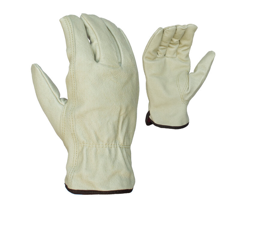 Task Gloves Quality Grain Pigskin Driver, Red Fleece Lined - Dozen