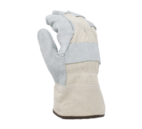 Task Gloves Cowhide Leather Palm, Patch Palm, Wing Thumb, White Canvas back, 2 1/2" Canvas cuff - Dozen
