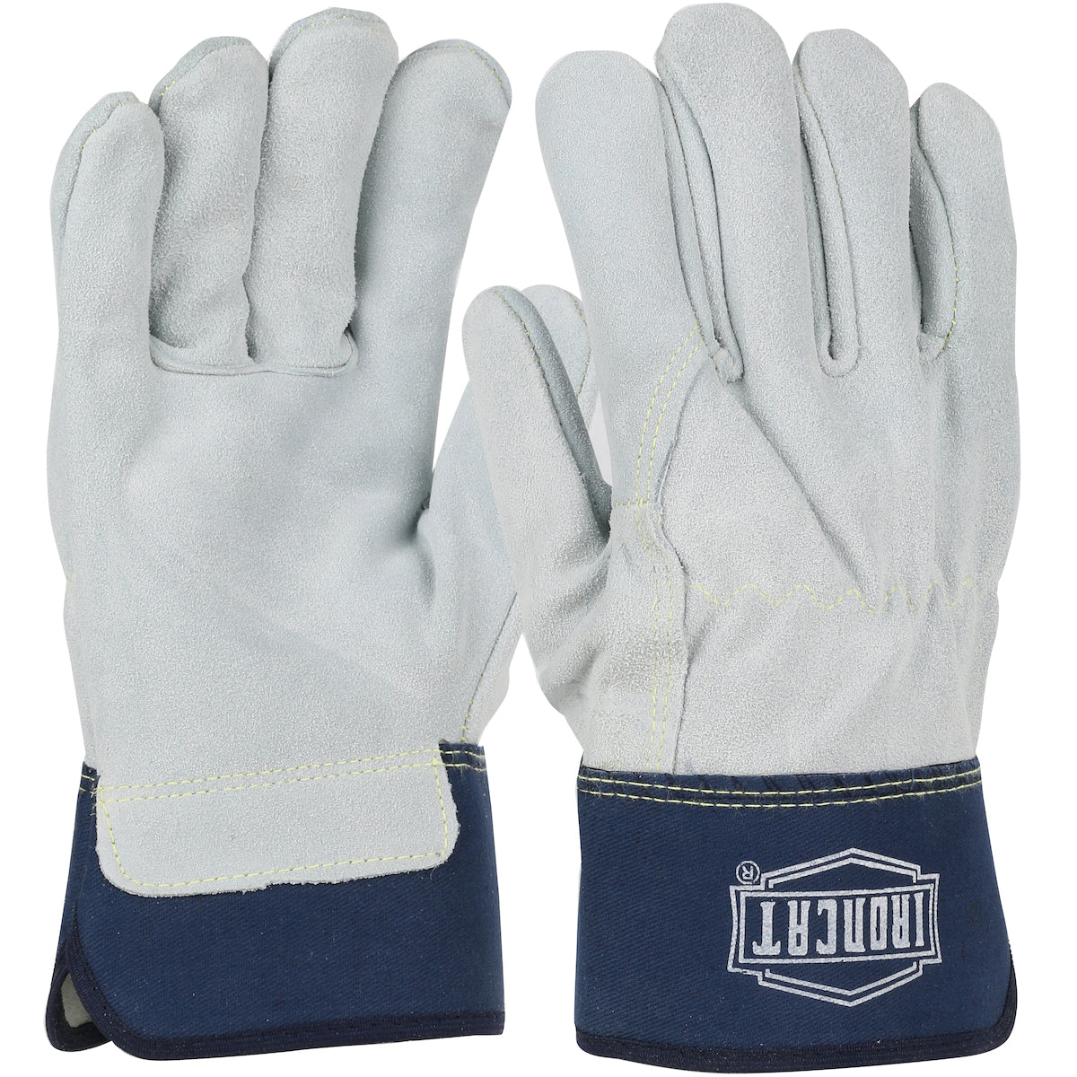 Heavy Premium Split Cowhide Leather Palm Glove with Full Leather Back - Rubberized Safety Cuff