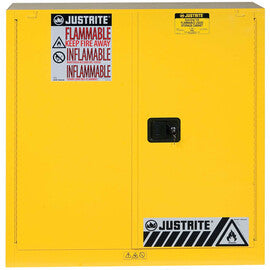 Justrite® 30 Gallon Yellow Sure-Grip® EX 18 Gauge Cold Rolled Steel Safety Cabinet