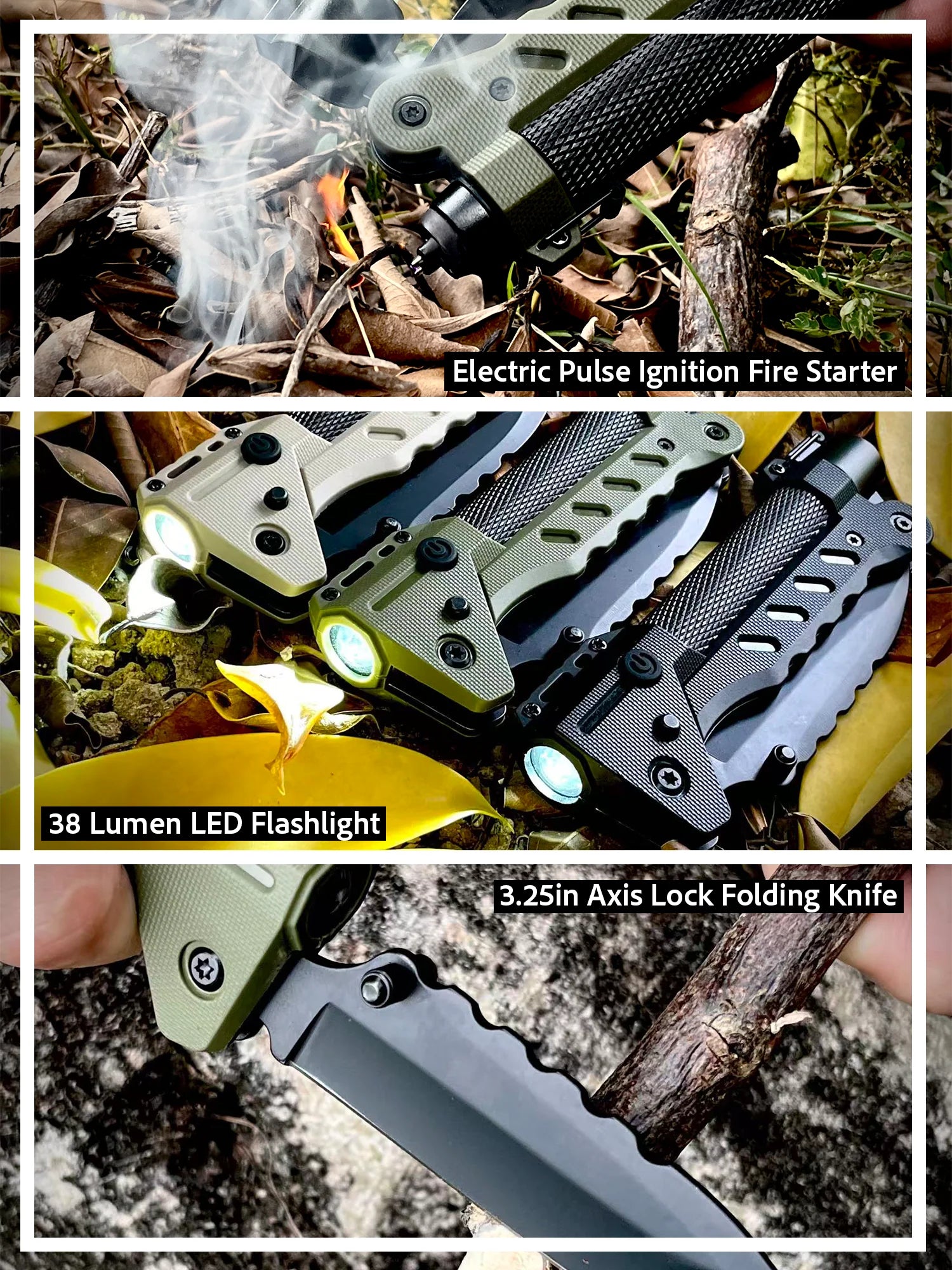 Kaito Voyager Survivor 3” Multifunctional Survival Tool with Crank Dynamo Arc Ignition Fire Starter Waterproof Handle Multi-Tool Design for Camping Emergency Self-Defense