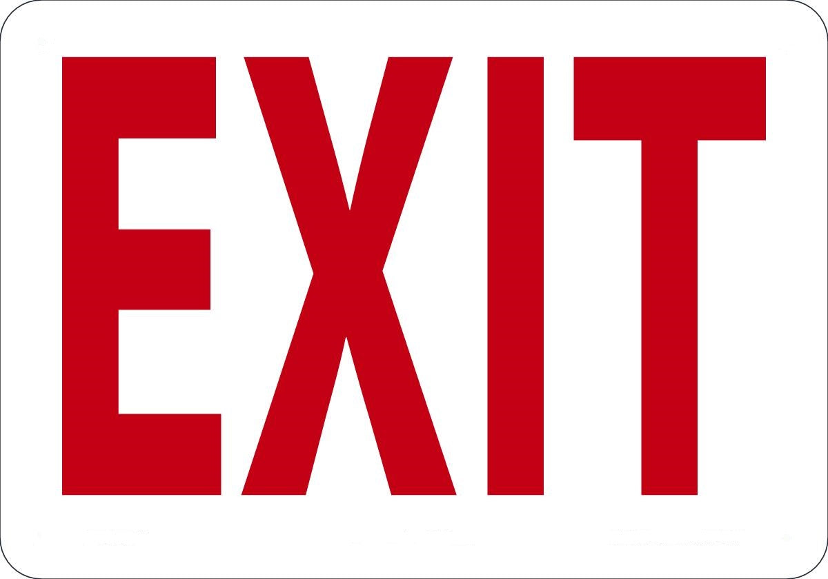 7" X 10" Red And White Plastic Admittance And Exit Sign "EXIT"