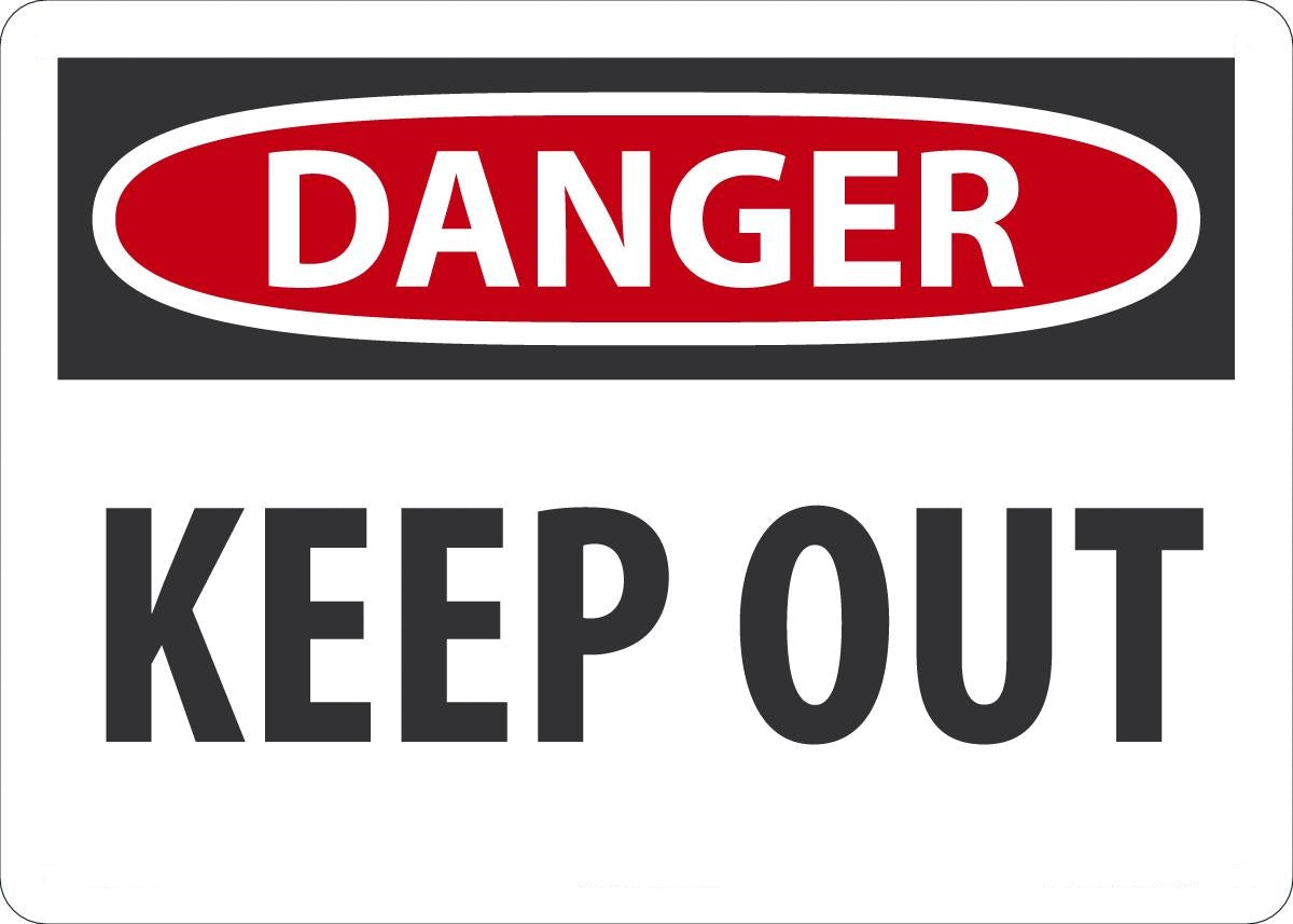 10" X 14" Black, Red And White Plastic Admittance And Exit Sign "DANGER KEEP OUT"