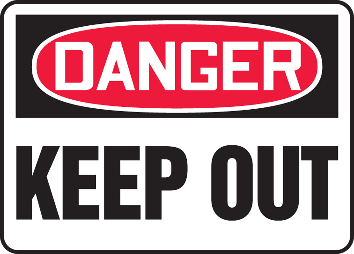 7" X 10" Black, Red And White Aluminum Admittance And Exit Sign "DANGER KEEP OUT"