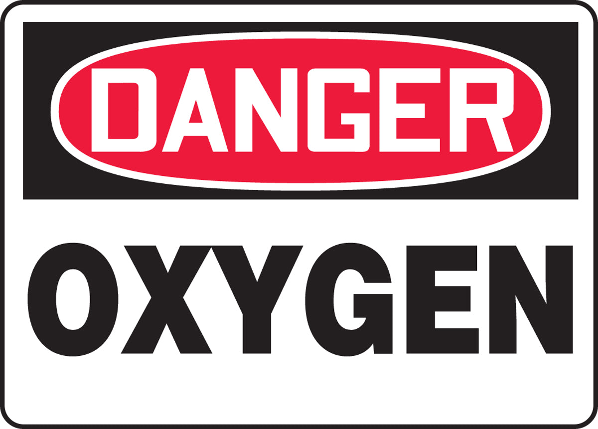 10" X 14" Black, Red And White Aluminum Chemicals And Hazardous Materials Sign "DANGER OXYGEN"