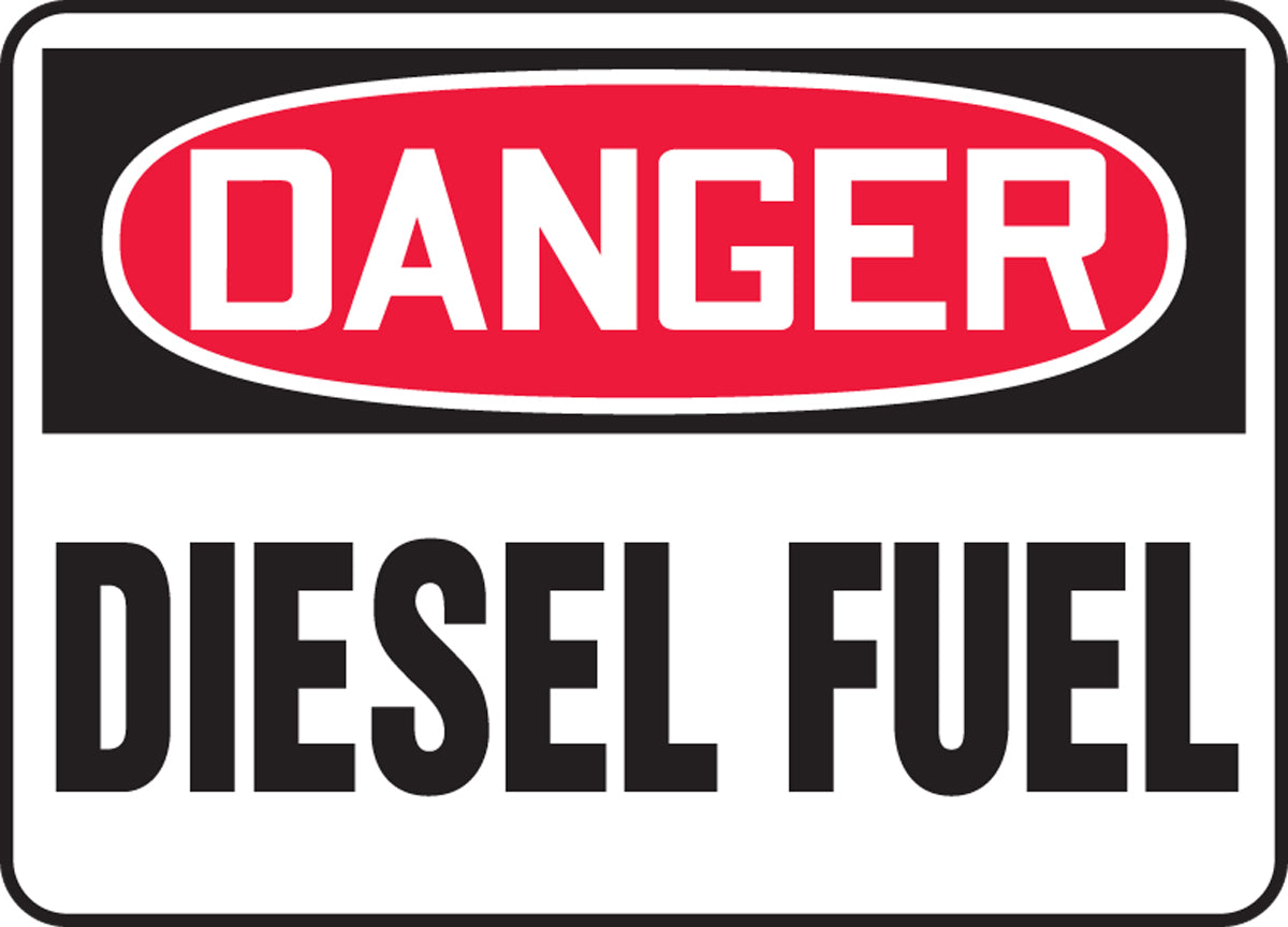 10" X 14" Black, Red And White Aluminum Chemicals And Hazardous Materials Sign "DANGER DIESEL FUEL"