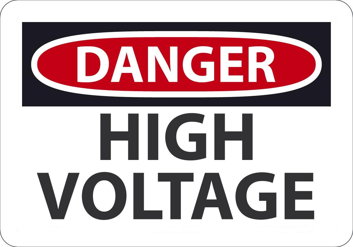 7" X 10" Black, Red And White Aluminum Electrical Sign "DANGER HIGH VOLTAGE"